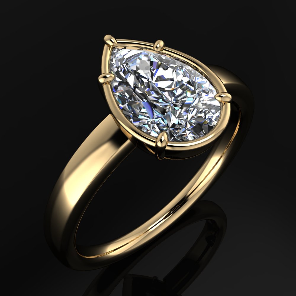 2 Carat Pear Shape Diamond Engagement Ring, Lab Grown Diamond - Rogue
