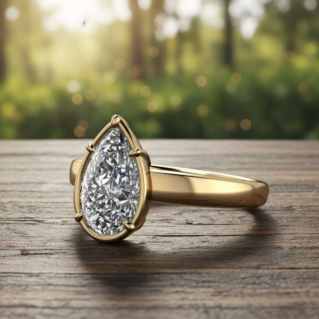 2 Carat Pear Shape Diamond Engagement Ring, Lab Grown Diamond - Rogue