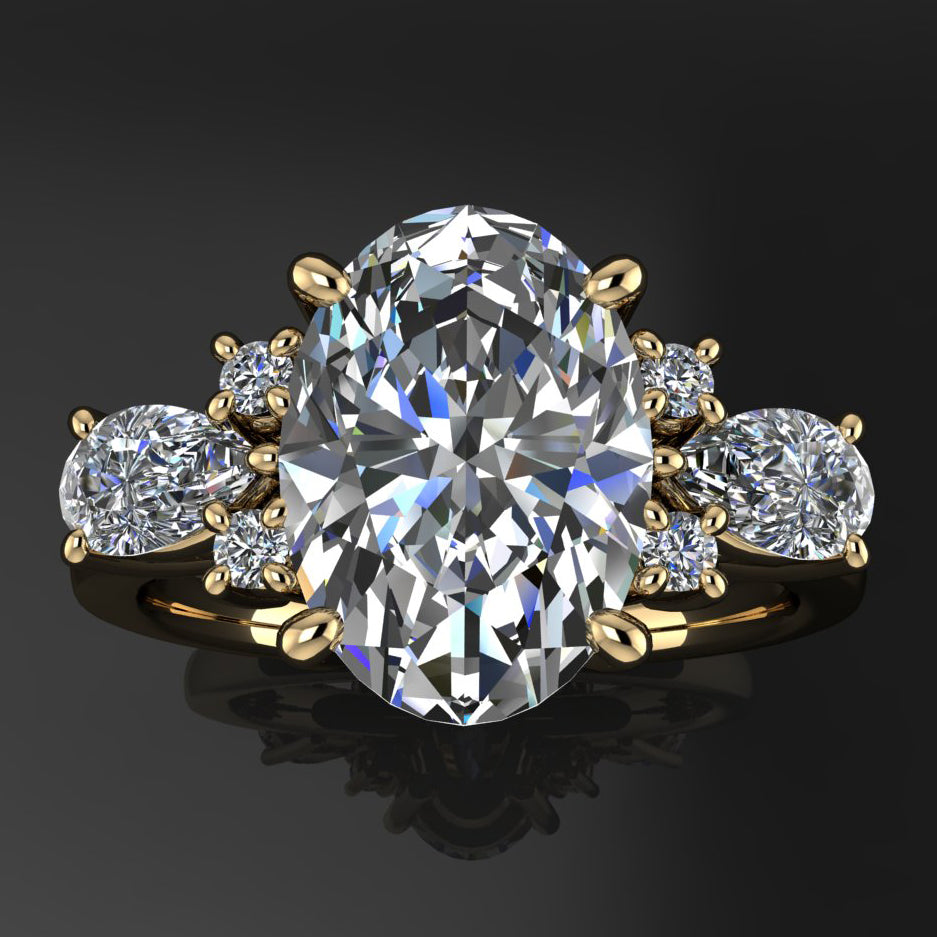 2.5 carat oval moissanite engagement ring, ZAYA moissanite - scarlett ring - J Hollywood Designs