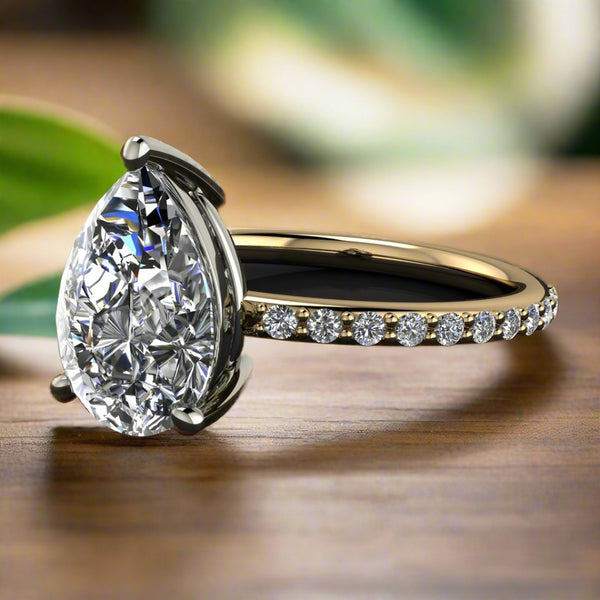 eliza ring - 2 carat pear cut lab grown diamond engagement ring