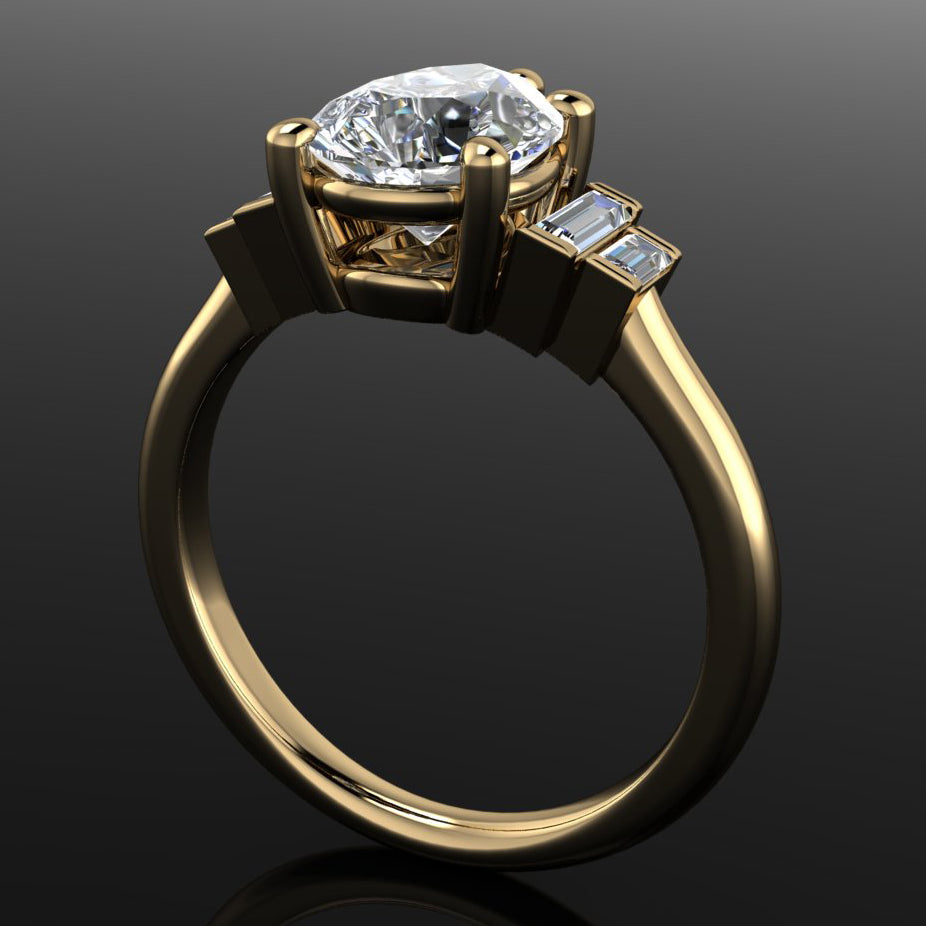 evelyn ring - 3 carat pear shape - sideevelyn ring - 3 carat pear engagement ring - side view