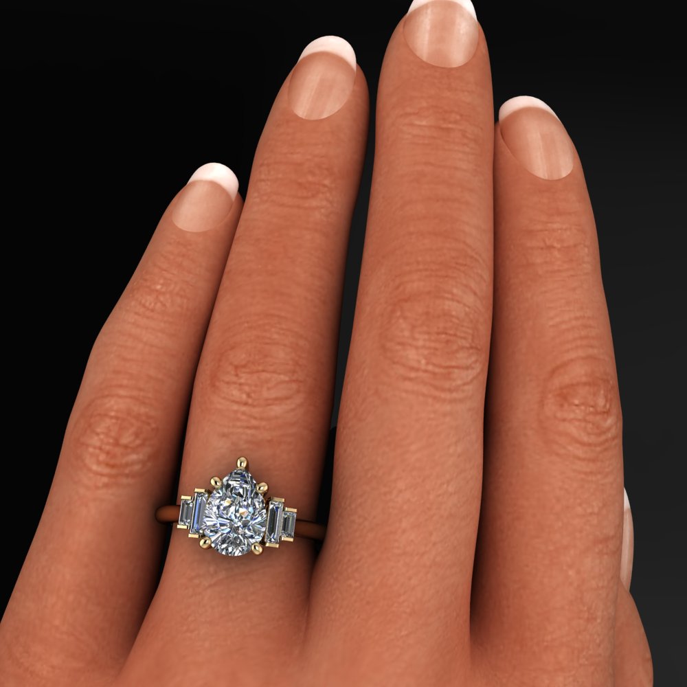 evelyn ring - 3 carat pear engagement ring - model shot