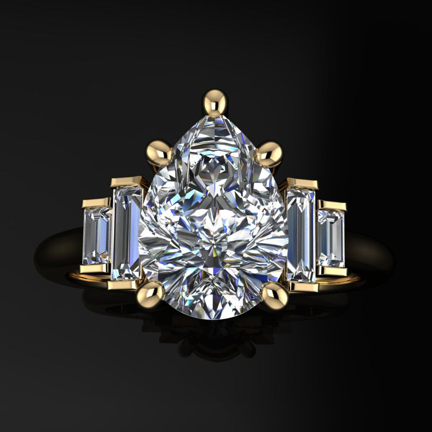 evelyn ring - 3 carat pear shape - topevelyn ring - 3 carat pear engagement ring - top view