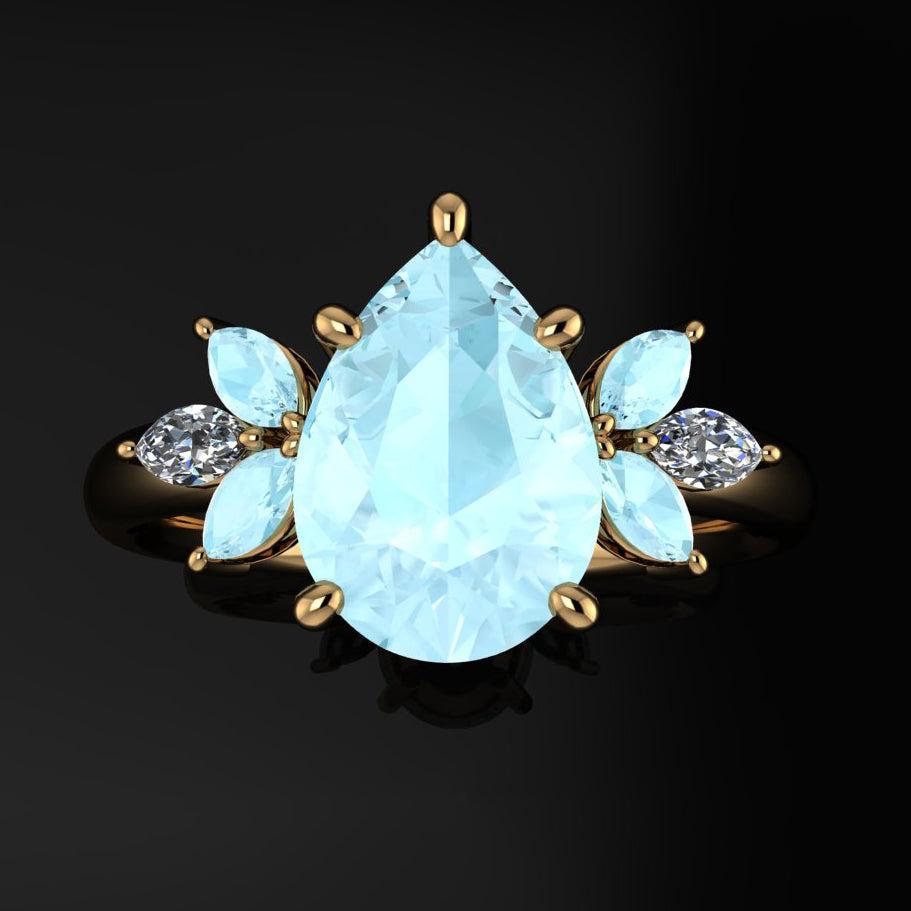 blossom pear shaped moissanite ring - top view