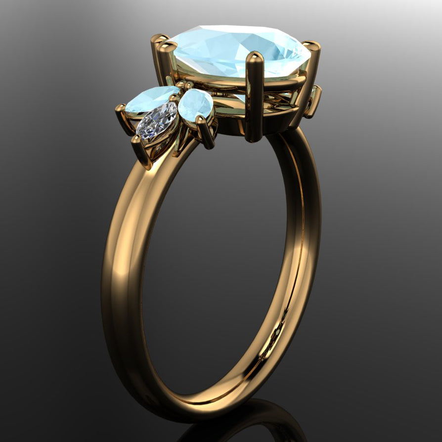 blossom pear shaped moissanite ring - side view