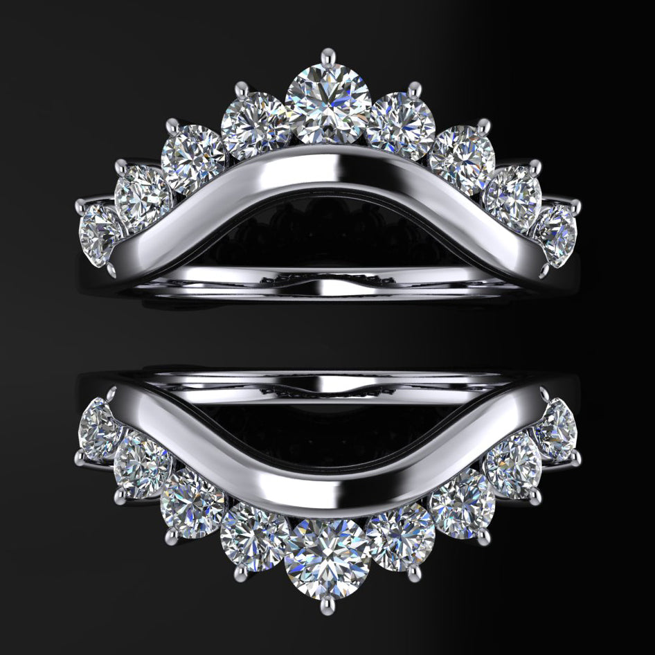 Contoured lab grown diamond wedding bands