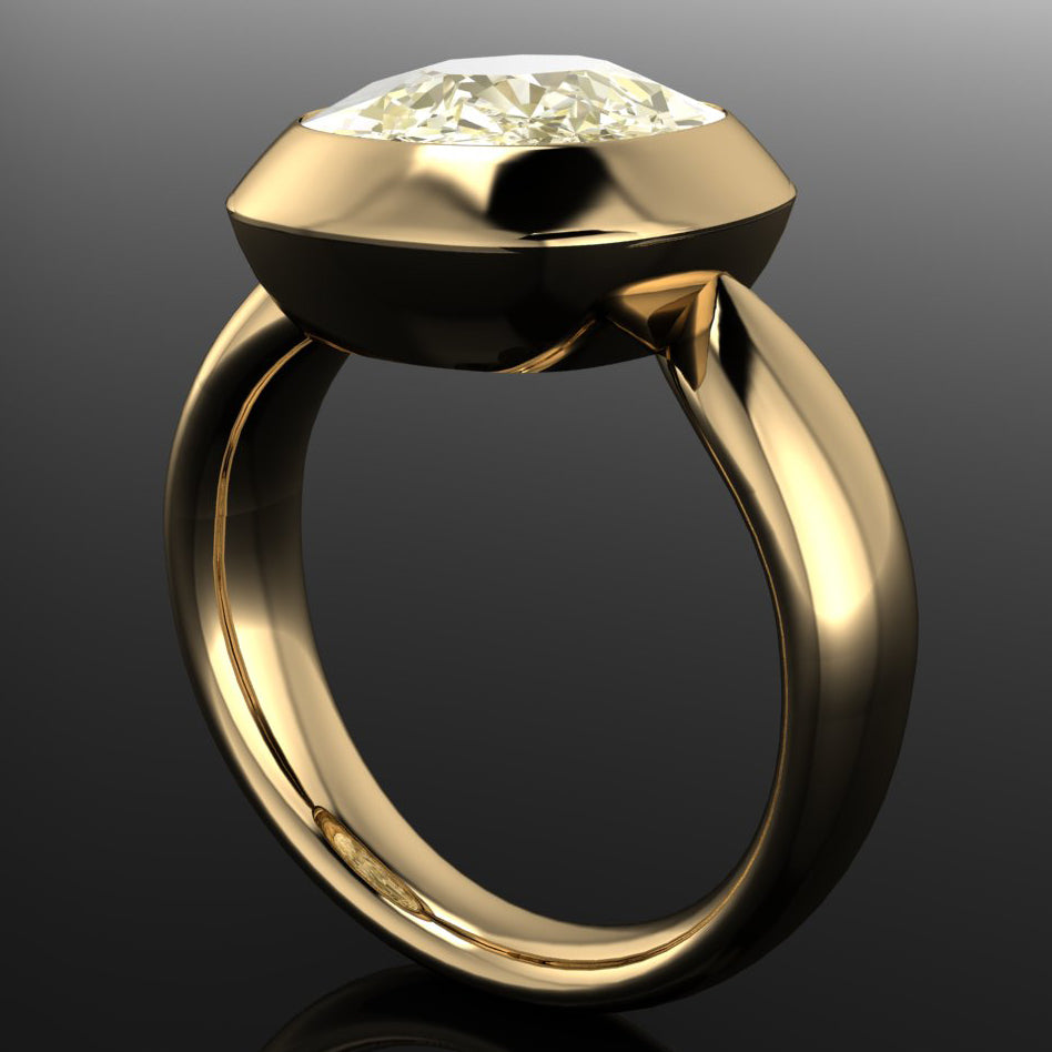 tallulah ring - old mine cut cushion soft yellow moissanite, statement ring - side view