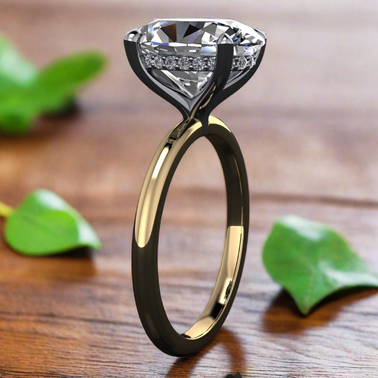 carat oval lab grown diamond engagement ring, diamond side halo, hidden halo shay ring