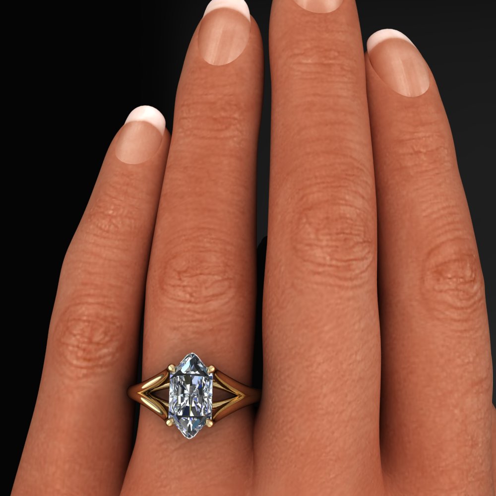 lux ring - hexagon lab diamond engagement ring - 2 carat hexagon created diamond ring