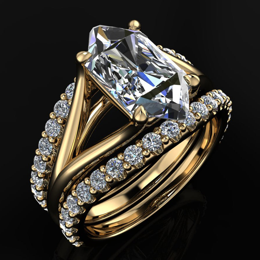 lux ring - hexagon lab diamond engagement ring - 2 carat hexagon created diamond ring