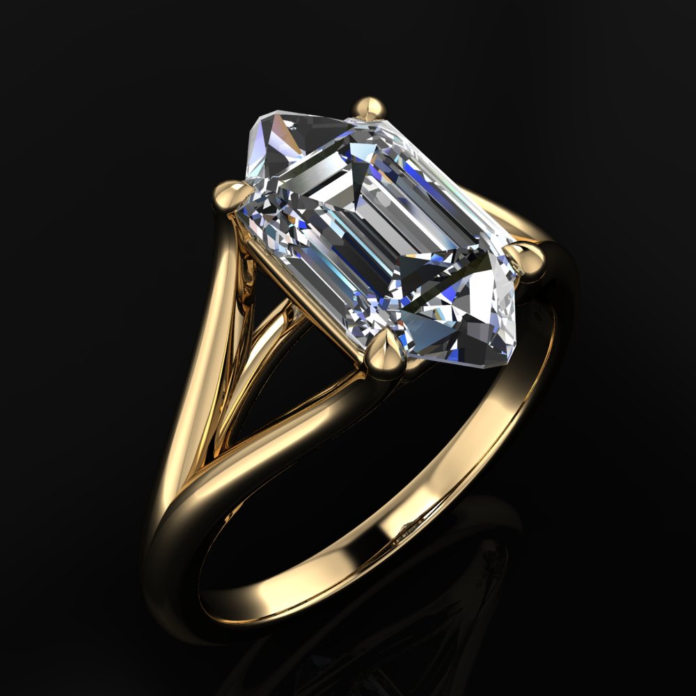 lux ring - hexagon lab diamond engagement ring - 2 carat hexagon created diamond ring