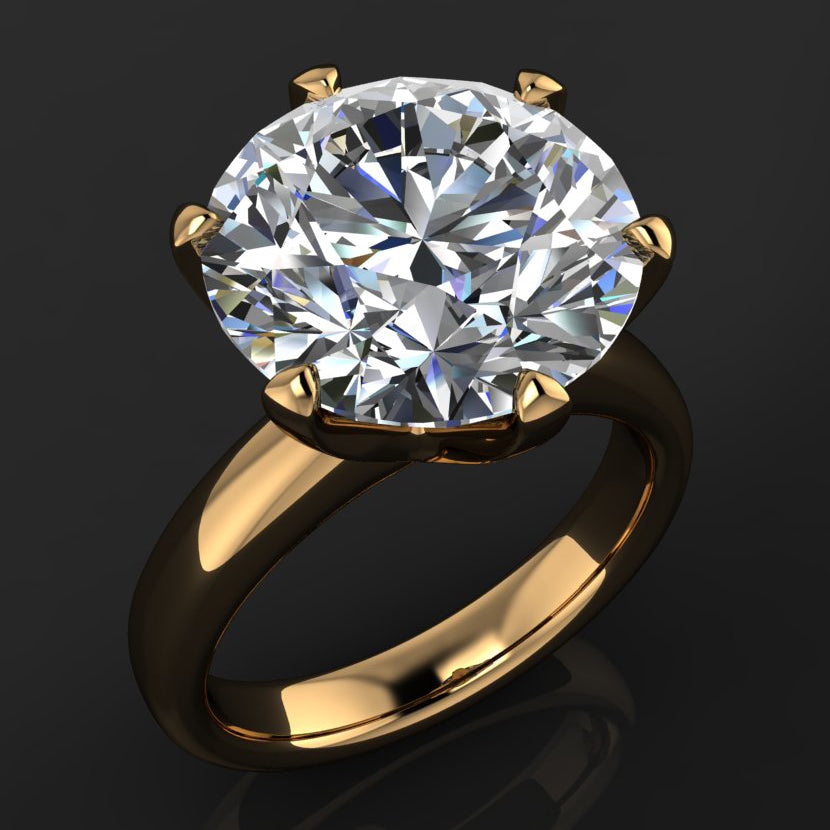 jolie ring - 7 carat round moissanite engagement ring, 6 prong solitaire engagement