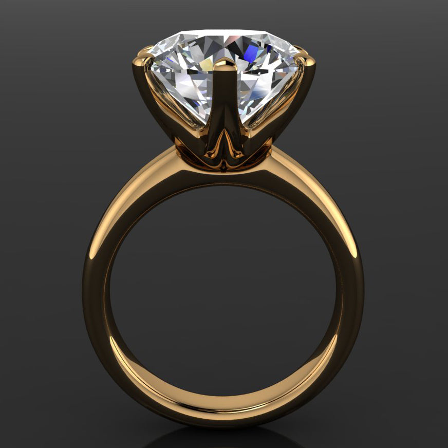 jolie ring - 7 carat round moissanite engagement ring, 6 prong solitaire engagement