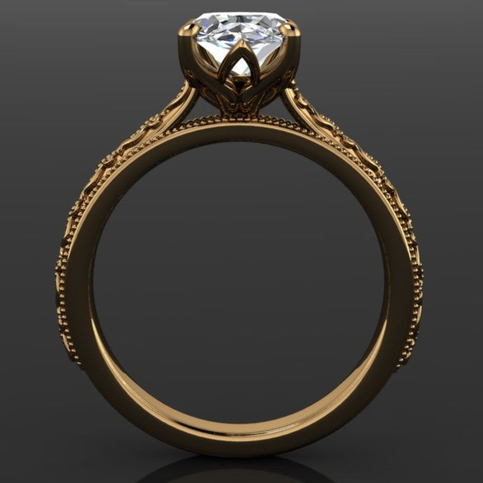 2 carat marquise lab diamond engagement ring, 18k gold ring - perla ring with overlapping prongs