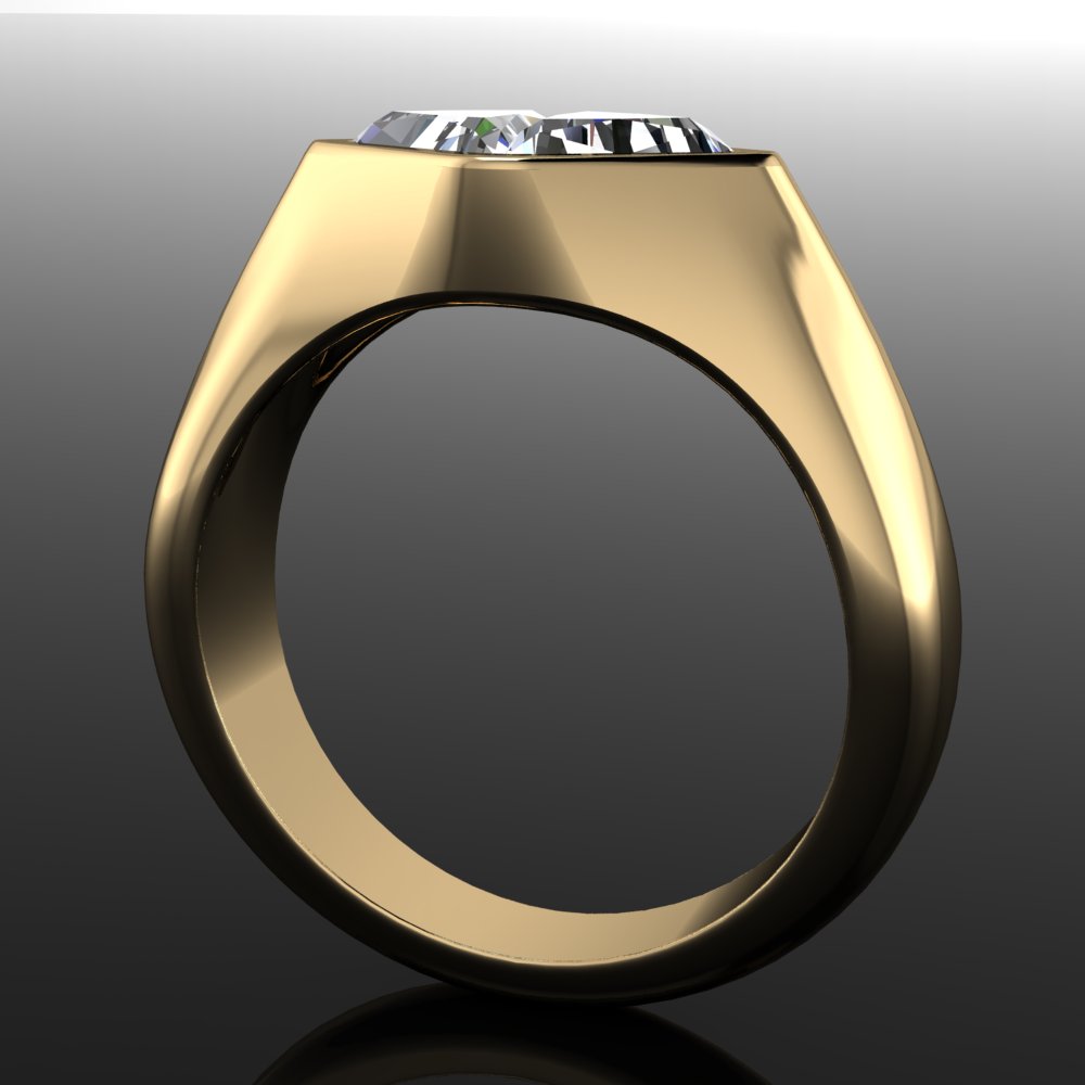 lozenge or kite shaped lab grown diamond bezel engagement ring - through finger view