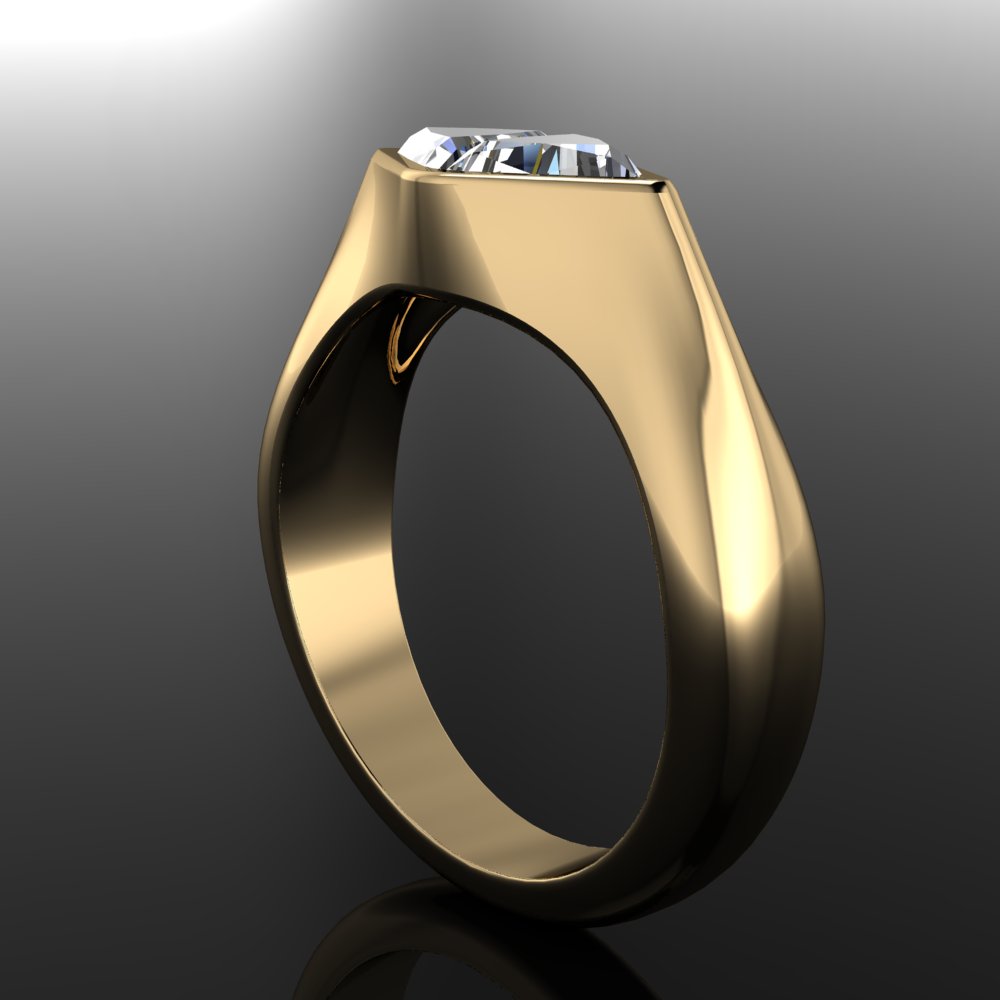 lozenge or kite shaped lab grown diamond bezel engagement ring - side view