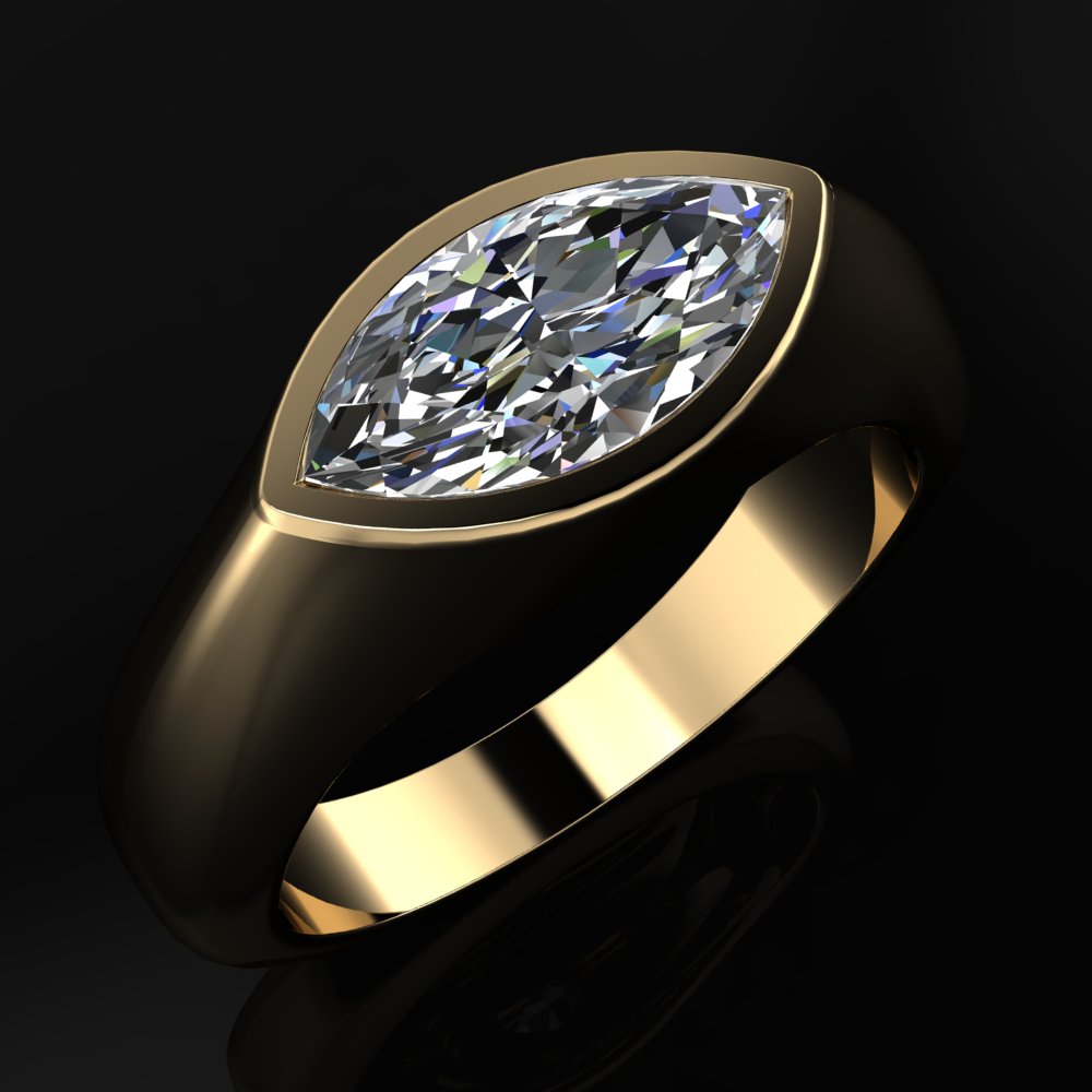 dakota ring - east west moissanite marquise engagement ring - tilted forward view