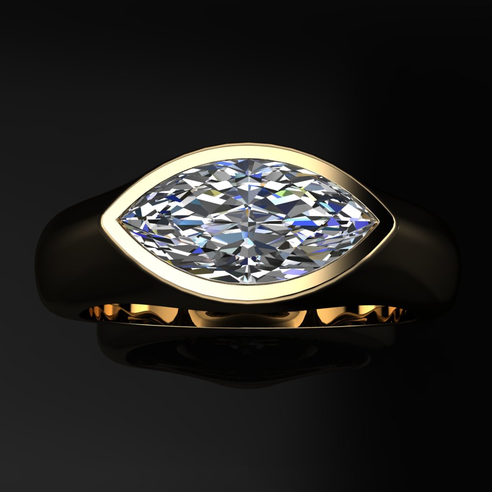 dakota ring - east west moissanite marquise engagement ring - top view