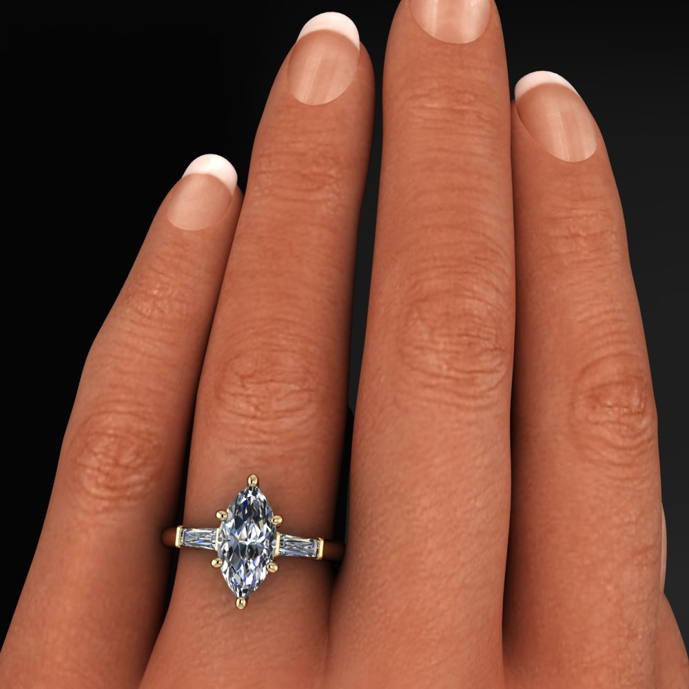 laurel ring – marquise shaped lab grown diamond engagement ring, model shot