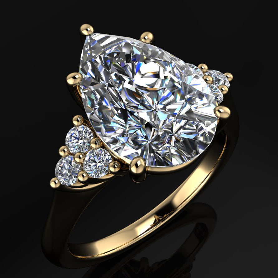 3.5 carat pear shape moissanite engagement ring - angle view