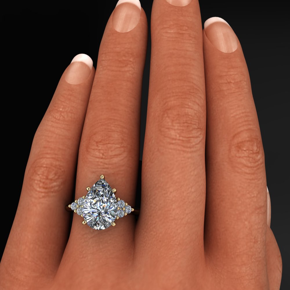 3.5 carat pear shape moissanite engagement ring - model shot