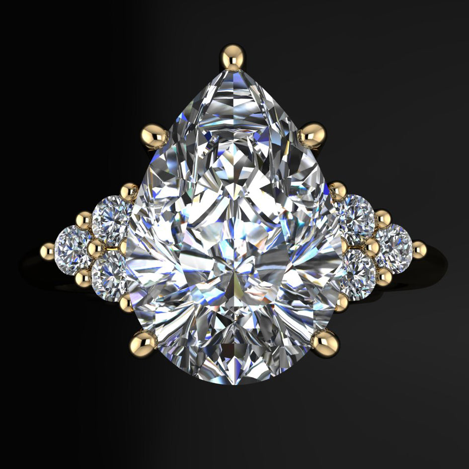 3.5 carat pear shape moissanite engagement ring - top view
