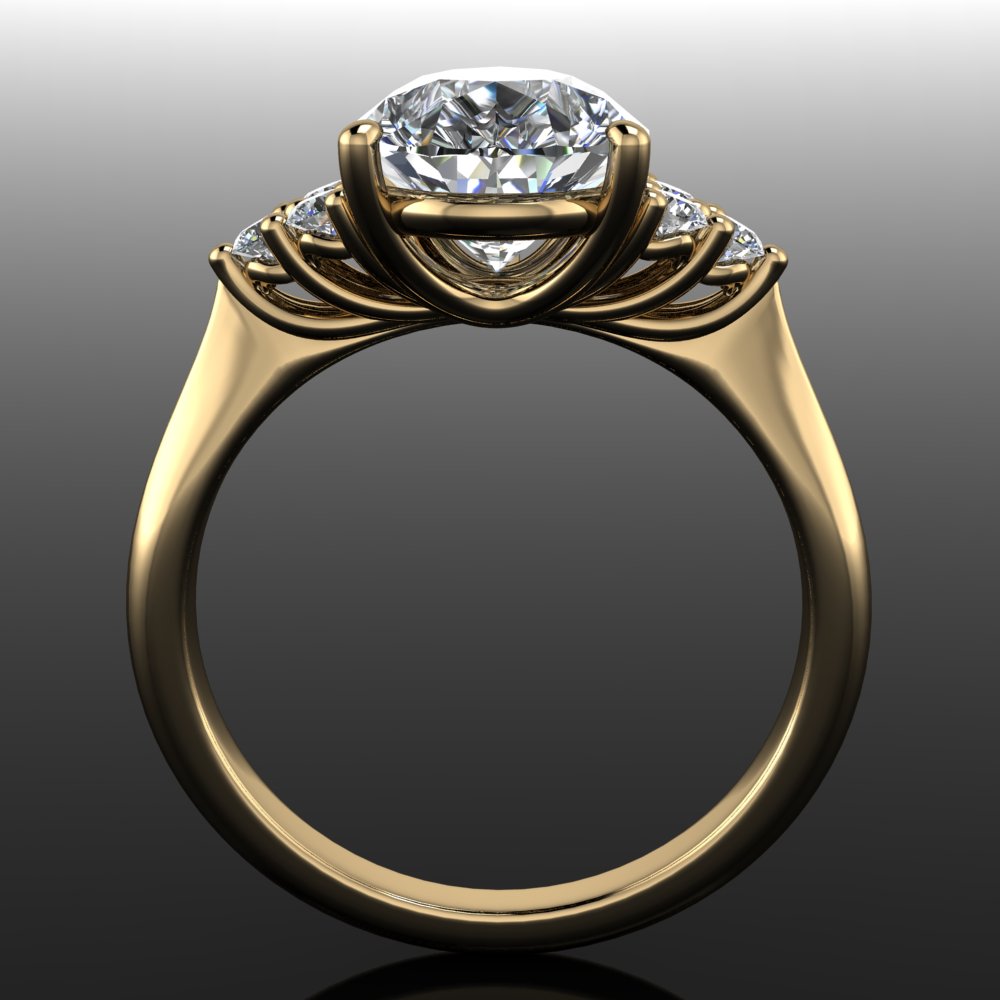 3.5 carat pear shape moissanite engagement ring - side view