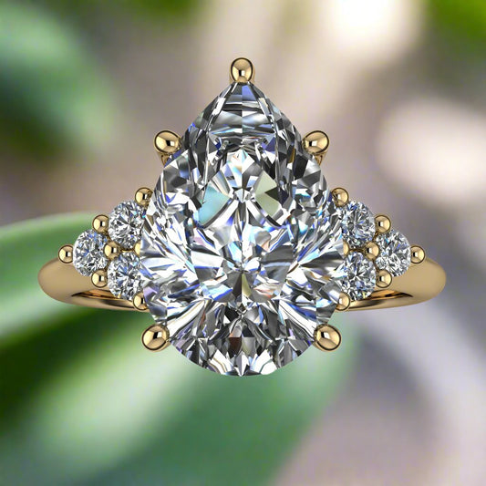 aussie ring – 3.5 carat carat pear shaped moissanite engagement ring - J Hollywood Designs