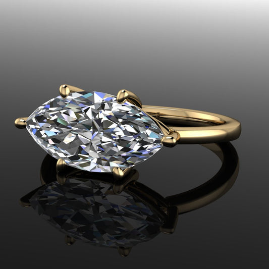 blake ring - 3 carat marquise moissanite engagement ring, 6 prong solitaire engagement ring - J Hollywood Designs