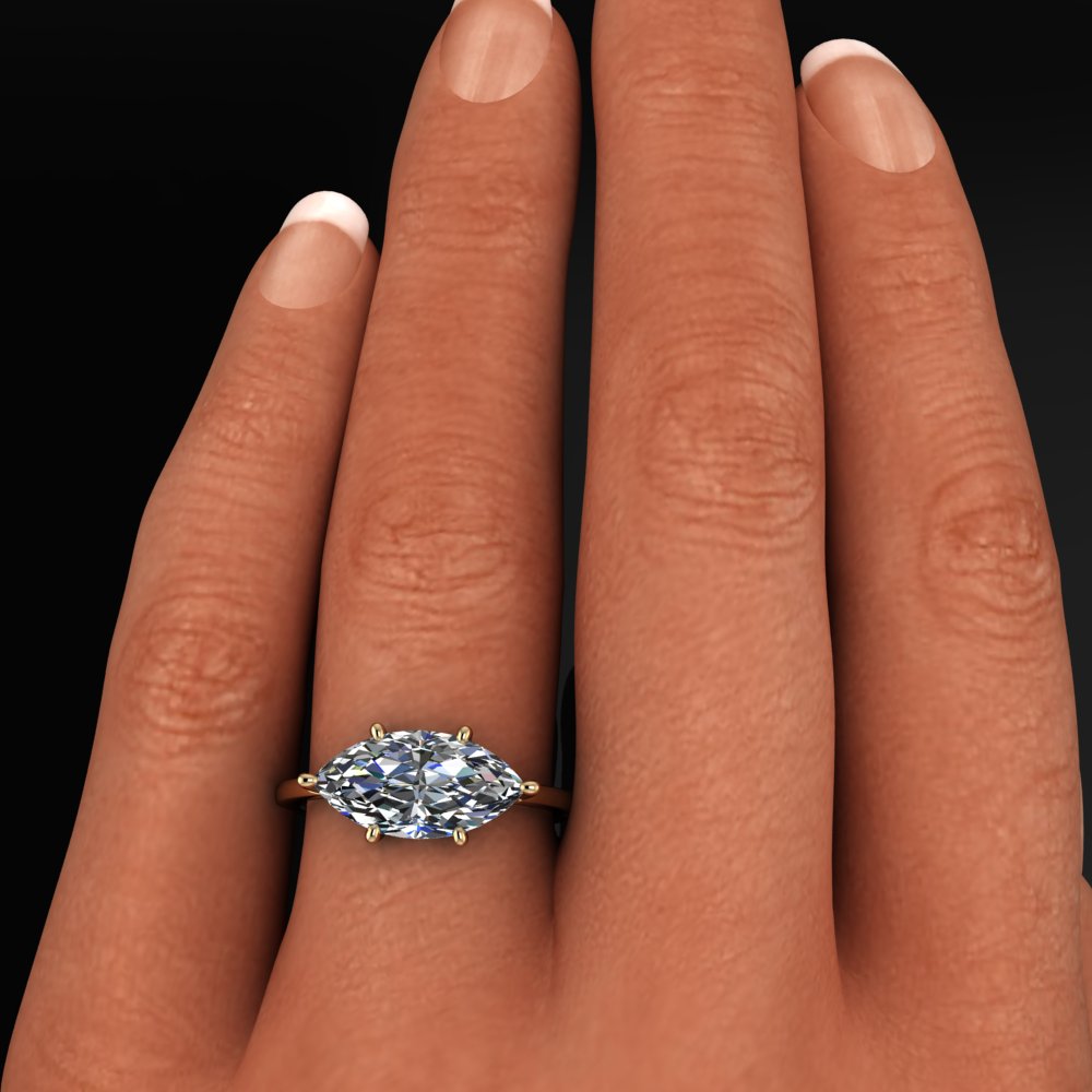 blake ring - 3 carat marquise moissanite engagement ring, 6 prong solitaire engagement ring - J Hollywood Designs