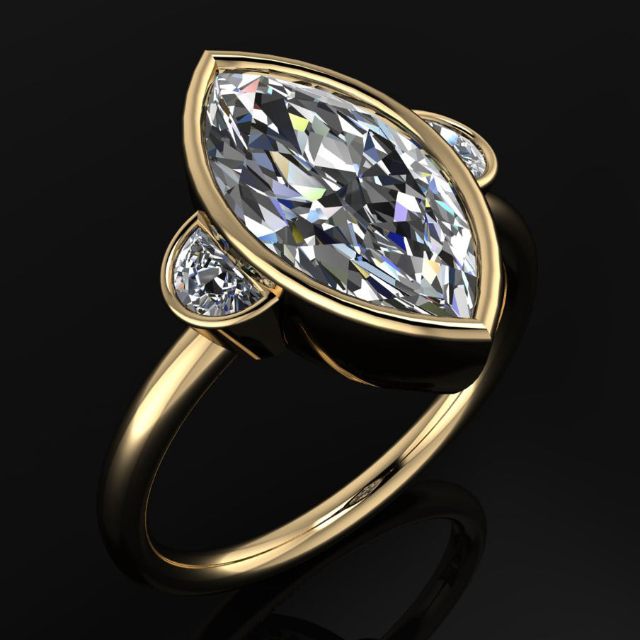 genesis ring - 3 carat marquise lab created diamond ring - J Hollywood Designs