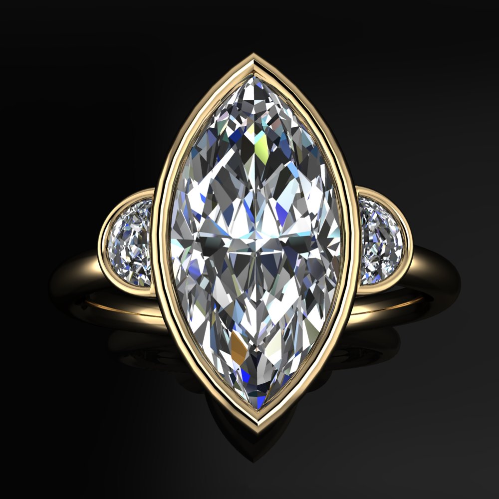 genesis ring - 3 carat marquise lab created diamond ring - J Hollywood Designs