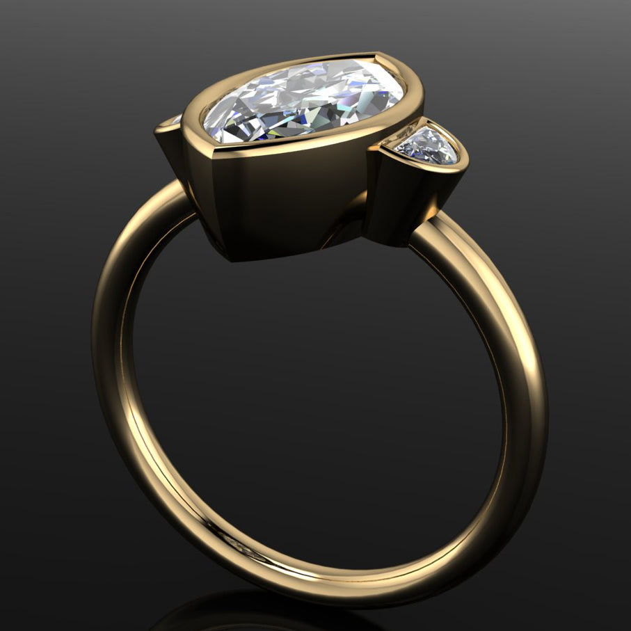 genesis ring - 3 carat marquise lab created diamond ring - J Hollywood Designs