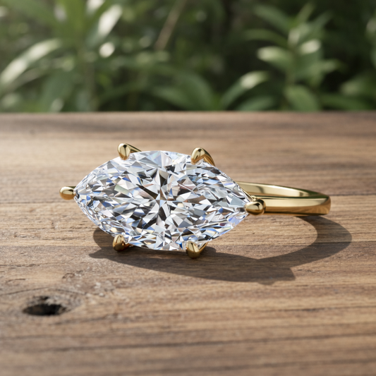 blake ring - 3 carat marquise moissanite engagement ring, 6 prong solitaire engagement ring - J Hollywood Designs