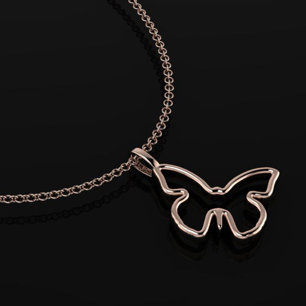 Butterfly pendant - Barbie pink necklace angle