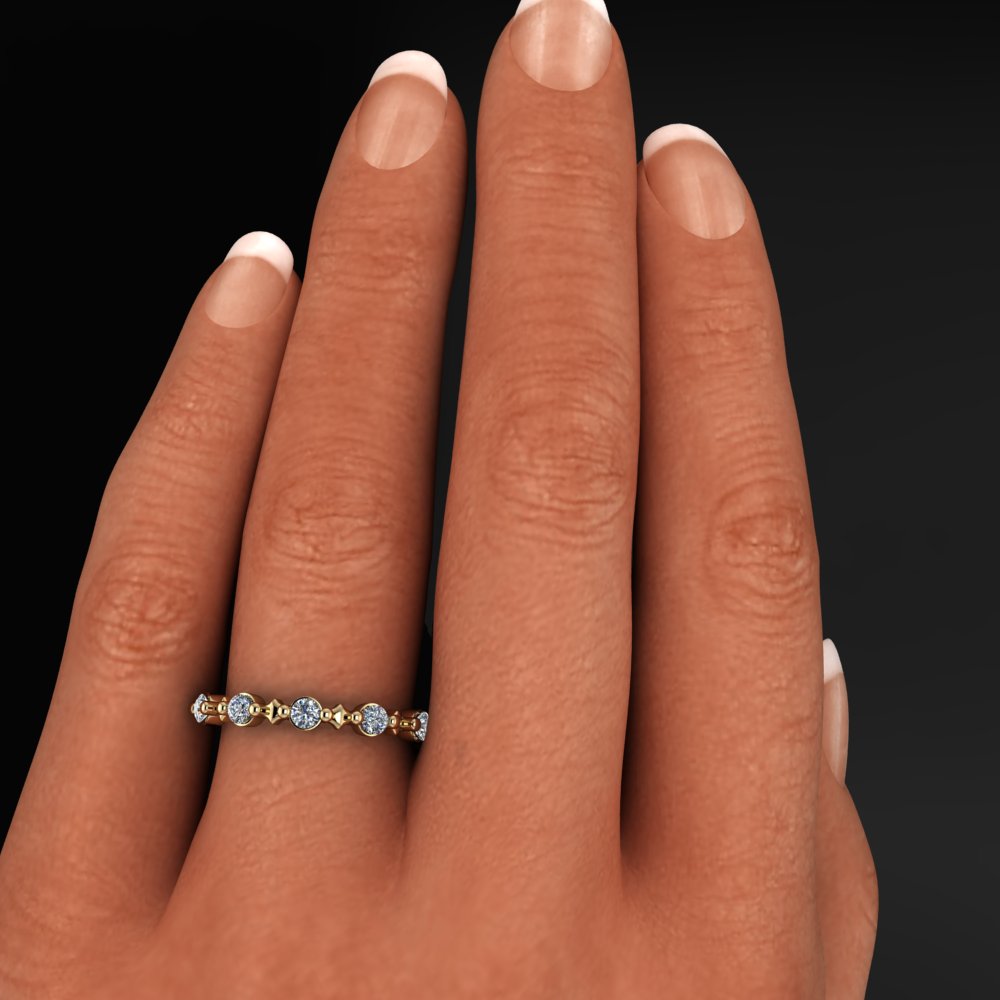estelle moissanite wedding band - model shot
