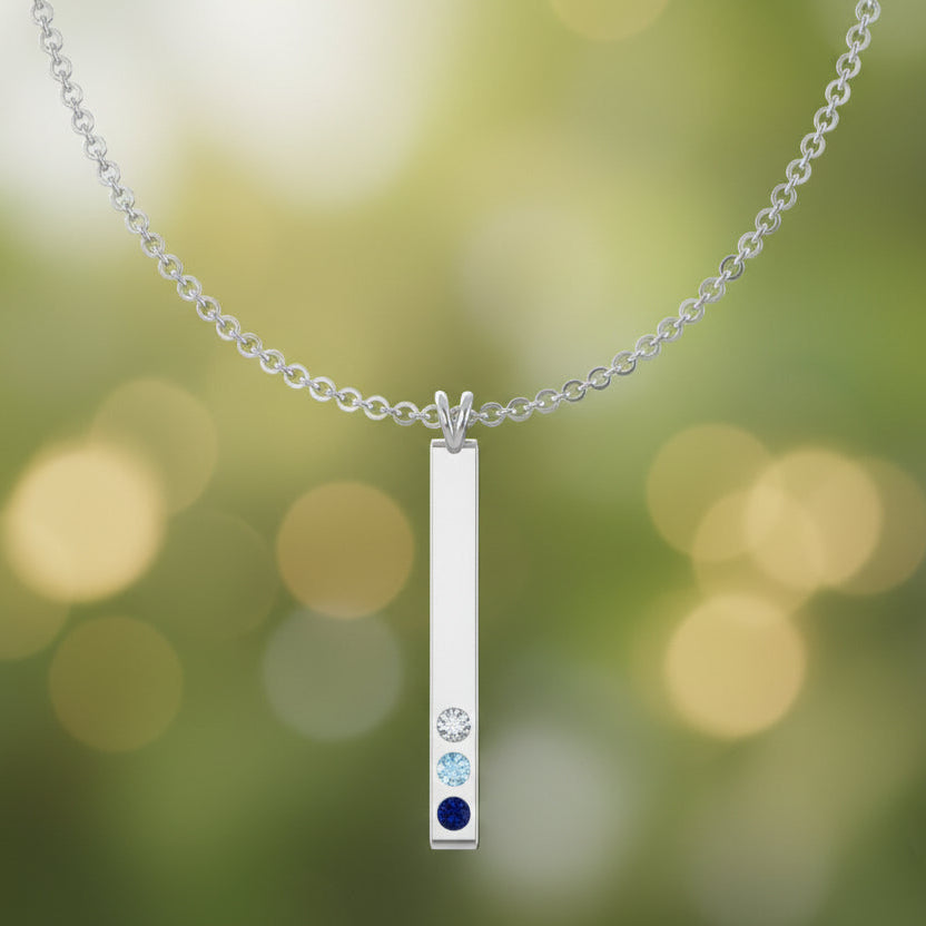 Mother's Day Vertical Bar Necklace with Birthstones