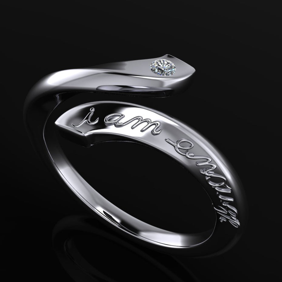 i am enough ring - affirmation ring, sterling silver i am enough ring, quote ring, 14k gold ring, inspirational gift for her - J Hollywood Designs