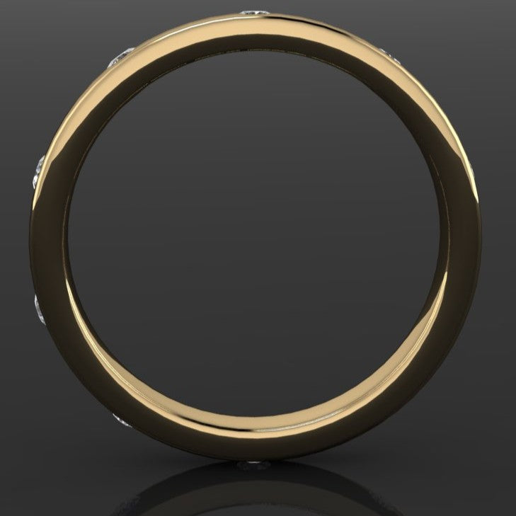 3.5 carat round moissanite wedding band - flush set moissanite stones in solid 14k gold - J Hollywood Designs