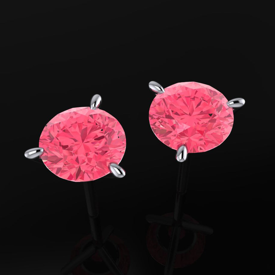 pink spinel earrings, round pink earrings, Barbie pink earrings - J Hollywood Designs