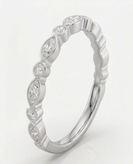 allie wedding set - elongated cushion cut lab grown diamond engagement ring, vintage inspired ring, matching wedding band