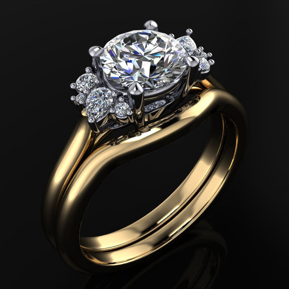 1 Carat Isabelle Moissanite Engagement Ring - wedding set