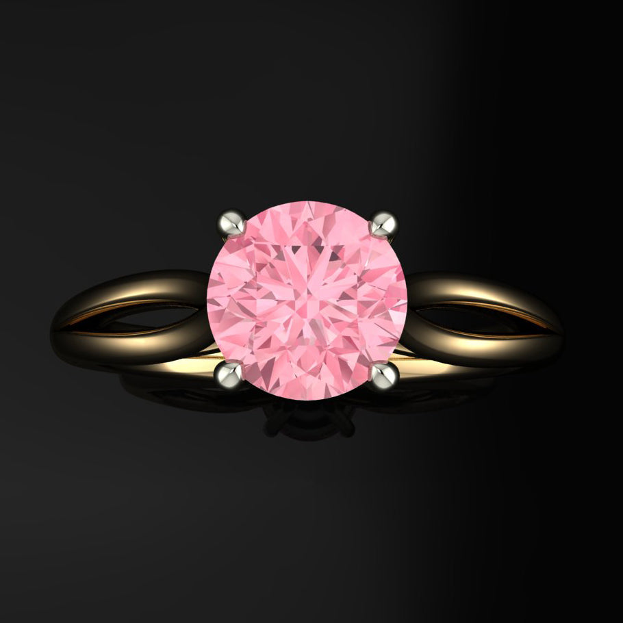 1.5 carat round pink diamond ring, barbie pink ring - victoria ring - J Hollywood Designs