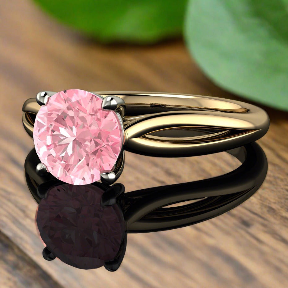 1.5 carat round pink diamond ring, barbie pink ring - victoria ring - J Hollywood Designs