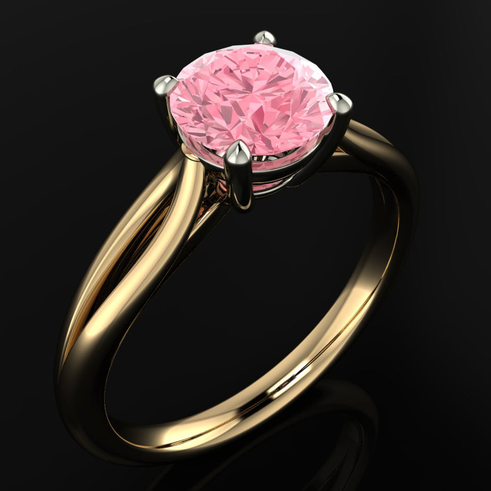 1.5 carat round pink diamond ring, barbie pink ring - victoria ring - J Hollywood Designs