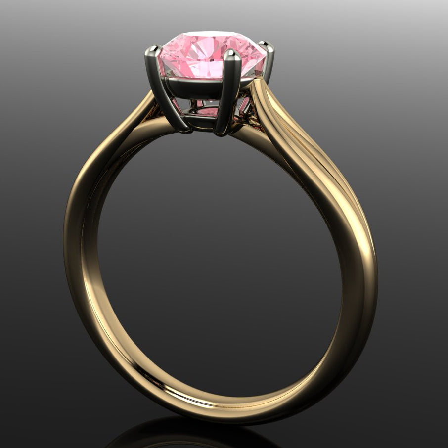 1.5 carat round pink diamond ring, barbie pink ring - victoria ring - J Hollywood Designs