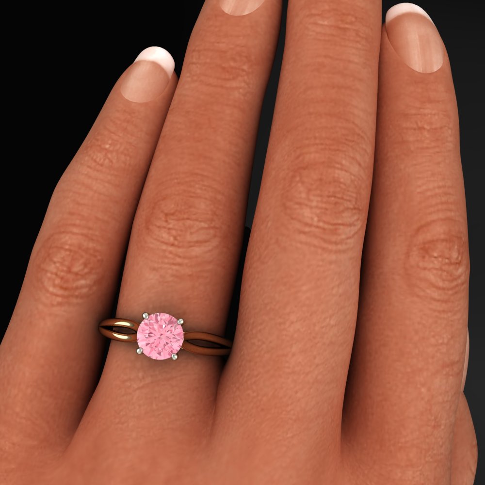 1.5 carat round pink diamond ring, barbie pink ring - victoria ring - J Hollywood Designs