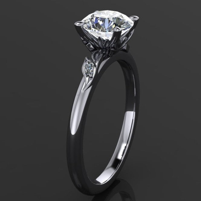 Private Listing for Eli - 1 carat round moissanite engagement ring, ZAYA moissanite leaf ring, secret garden ring, nature inspired - J Hollywood Designs