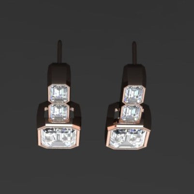 Taylor earrings - 1.5 total carat bezel set emerald moissanite earrings - J Hollywood Designs