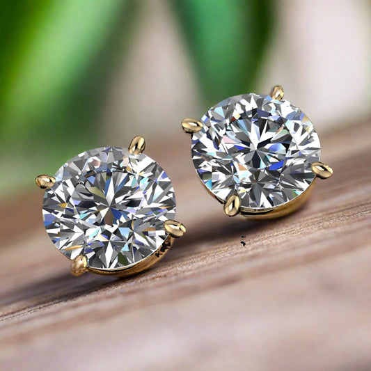 2.5 carat moissanite earrings, 14k gold stud earrings, ready to ship - J Hollywood Designs